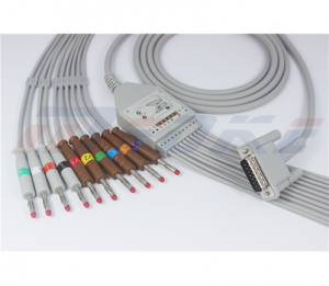 Wholesale Price Aha Iec Din Snap Ecg Ekg Eeg 3 Lead Holter Ecg Cable For Patient Monitor