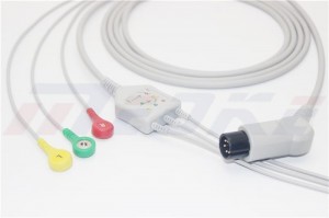 China Manufacturer for Skin Oxygen Therapy Equipment -
 General/AAMI 6pins ECG Cable With 3 Leadwires, Angle Connector, IEC, Snap – Medke