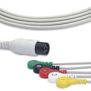 OEM Customized Compatible Bionet Bm3 Bm5 One Piece Ecg Cable With Leadwires,Aha,3-lead,Snap,Red 12pin