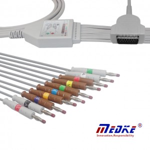 Factory selling Db9 Adult Finger Clip Spo2 Sensor -
 GE-Marquette EKG Cable With 10 Leadwires AHA K1106B – Medke