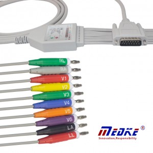 Mindray/Edan 01.57.107048 EKG Cable With 10/12 Leadwires, AHA, 4.0 Banana K1121B