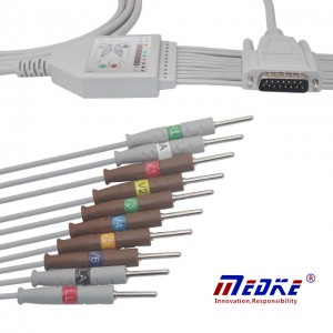 Mindray/Edan EKG Cable With 10/12 Leadwires, Fixed Needle K1121N